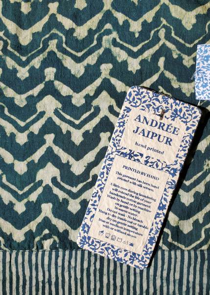 Stole Scarf in Indigo Green Verona print