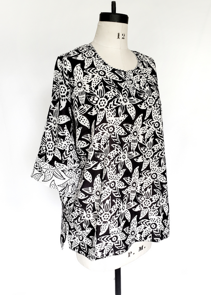 Sale Price Liza Top in BLACK AND WHITE MYSORE GUD print