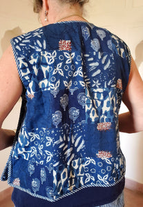 Dadiji Patchwork Reversible Vest - Indigo Blues