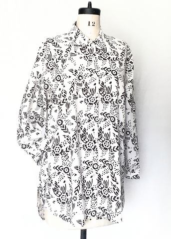 Elena Shirt in Mysore Lily Floral Blockprint