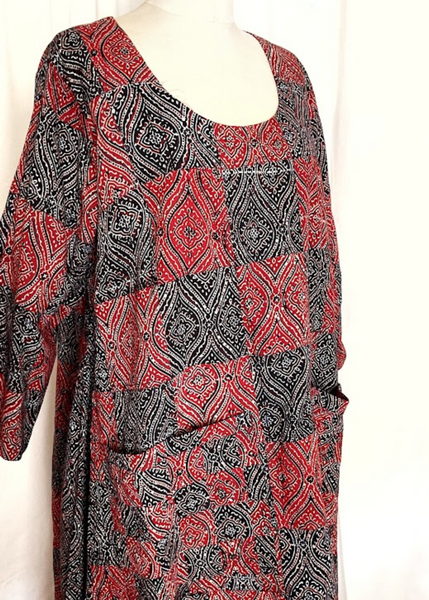 Patchwork botanical print Emily Carr long dress