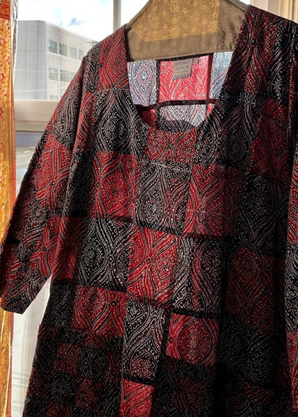 Patchwork botanical print Emily Carr long dress