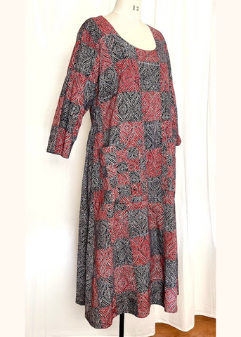Patchwork botanical print Emily Carr long dress