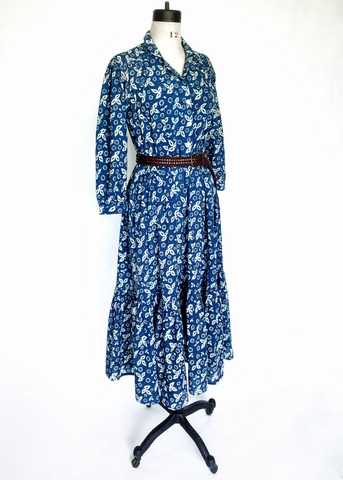 Alice Long Dress in Indigo Christina print