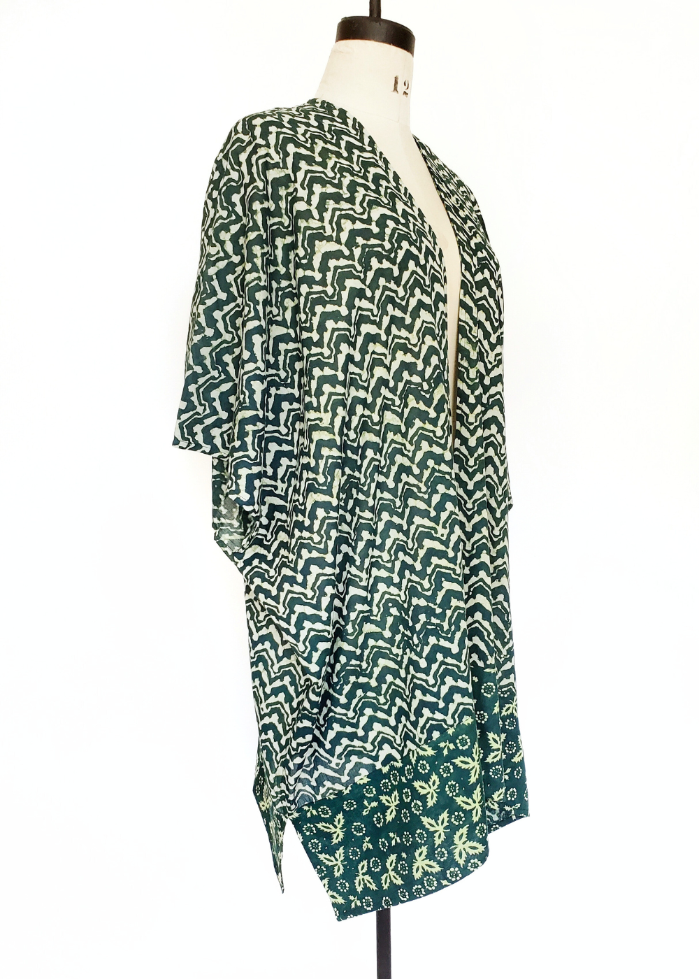 Playa Kimono in Indigo Green Verona print