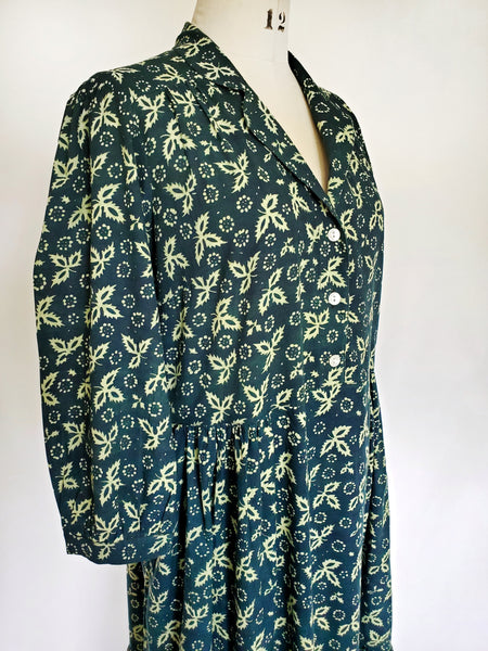 Alice Long Dress in Indigo Green Christina print