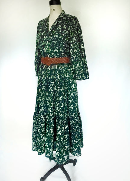 Alice Long Dress in Indigo Green Christina print