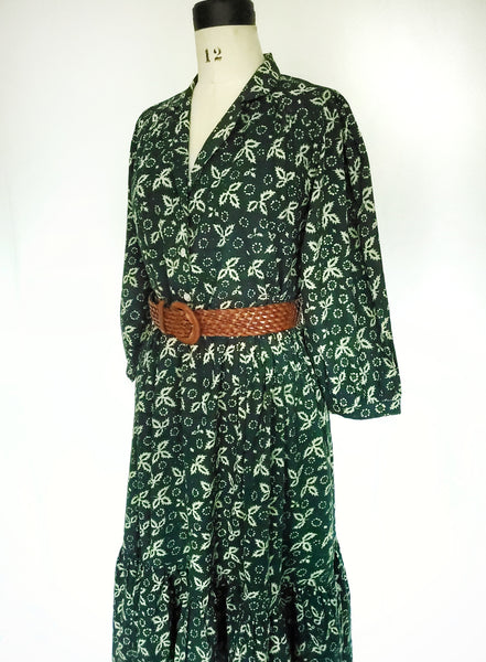 Alice Long Dress in Indigo Green Christina print