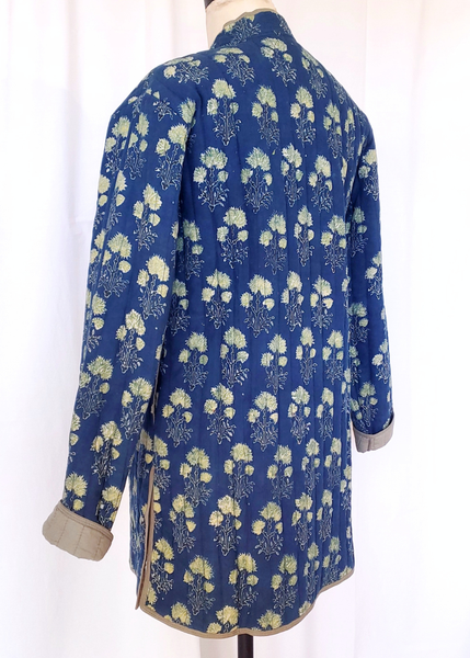 QUILTED COTTON 3/4 JACKET INDIGO PRINT SO -45