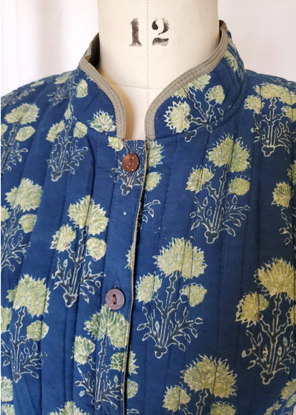 QUILTED COTTON 3/4 JACKET INDIGO PRINT SO -45