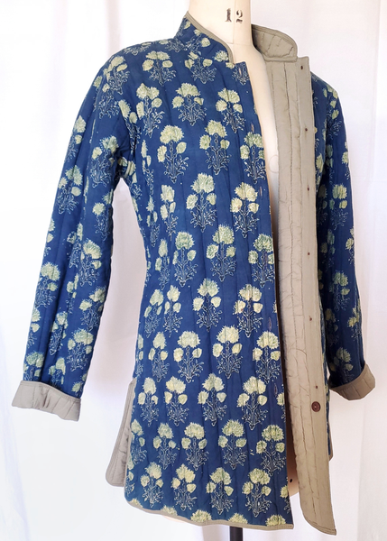 QUILTED COTTON 3/4 JACKET INDIGO PRINT SO -45