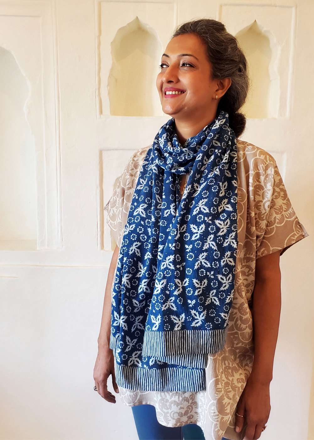 Stole Scarf in INDIGO Blue Christina print