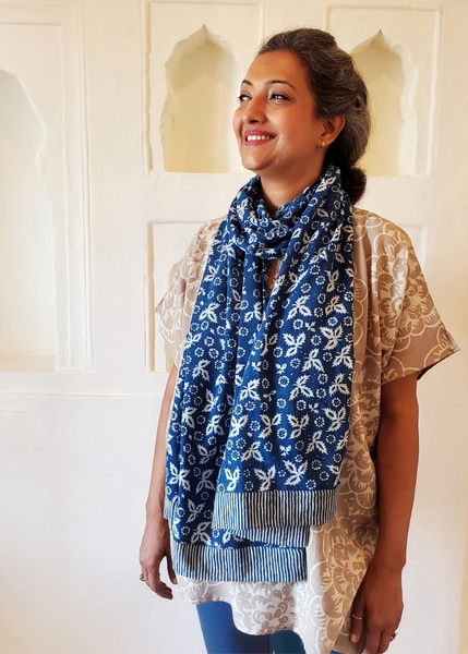 Stole Scarf in INDIGO Blue Christina print
