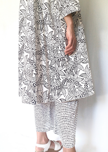 ISABELLA DRESS in Black and White MYSORE FLORAL print