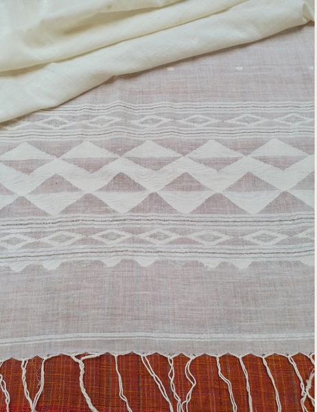 handspun handwoven cotton jamdani shawl super fine