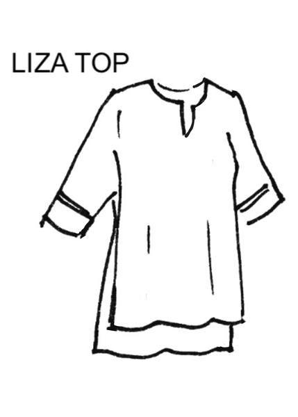 LIZA TOP Indigo green Verona zig zag print