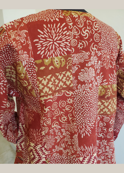 PATCHWORK SIX BUTTON JACKET in botanical-printed cotton