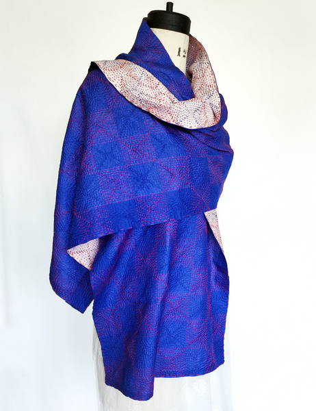 HAND QUILTED SILK KANTHA STOLE SCARF KA 05
