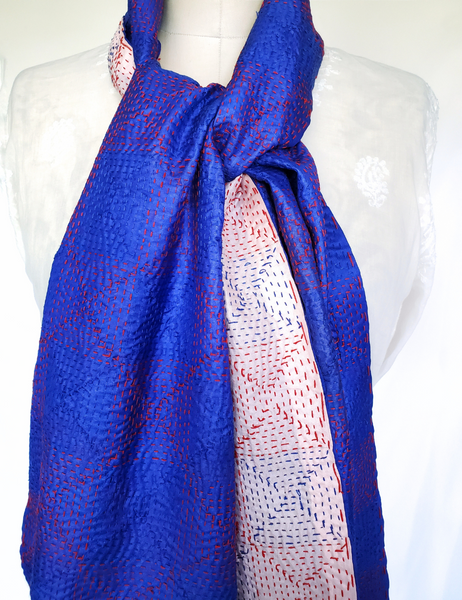 HAND QUILTED SILK KANTHA STOLE SCARF KA 05