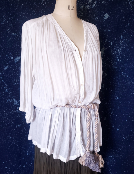 white cotton voile renaissance blouse long