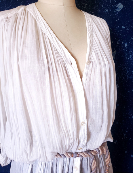 white cotton voile renaissance blouse long