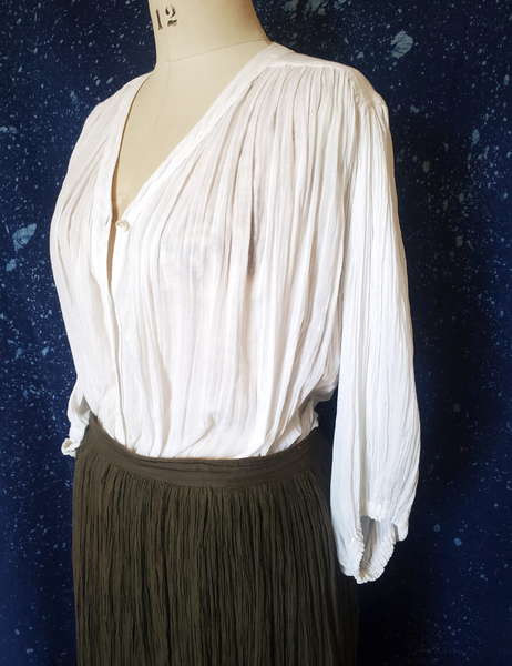 white cotton voile renaissance blouse long