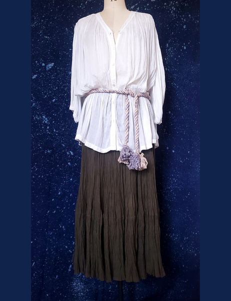white cotton voile renaissance blouse long