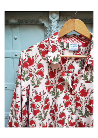 ROBERTA TUNIC in Cassandra Butti red flowers on white
