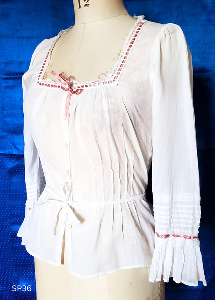 Sarah Clothes Victorian handloom white blouse size XS