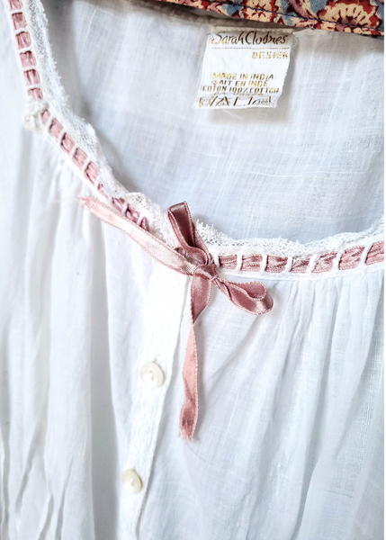 Sarah Clothes Victorian handloom white blouse size XS