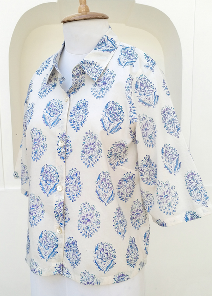 Sarah Shirt Anapolis Blue print