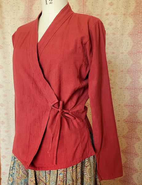 Vintage ANOKHI NEPALI BLOUSE in rusty red handloom cotton AP04