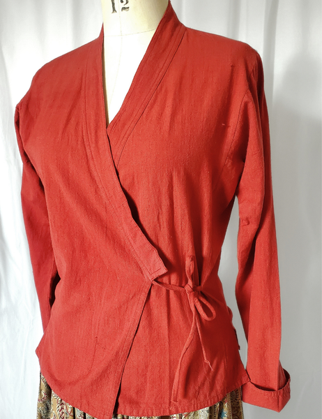 Vintage ANOKHI NEPALI BLOUSE in rusty red handloom cotton AP04