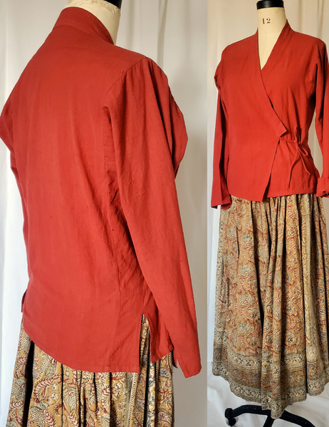 Vintage ANOKHI NEPALI BLOUSE in rusty red handloom cotton AP04
