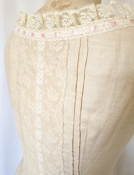 Sarah Vintage fine ivory coloured linen Milkmaid camisole blouse