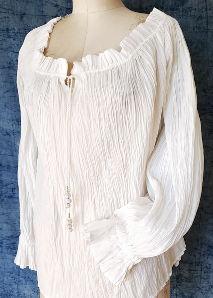 The Sarah Pleated Blouse - White