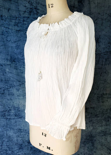 The Sarah Pleated Blouse - White