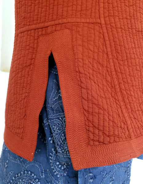Sarah vintage quilted vest side tie rusty red