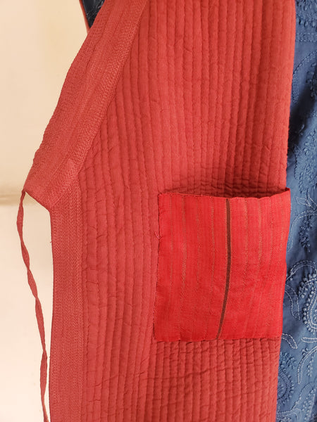 Sarah vintage quilted vest side tie rusty red