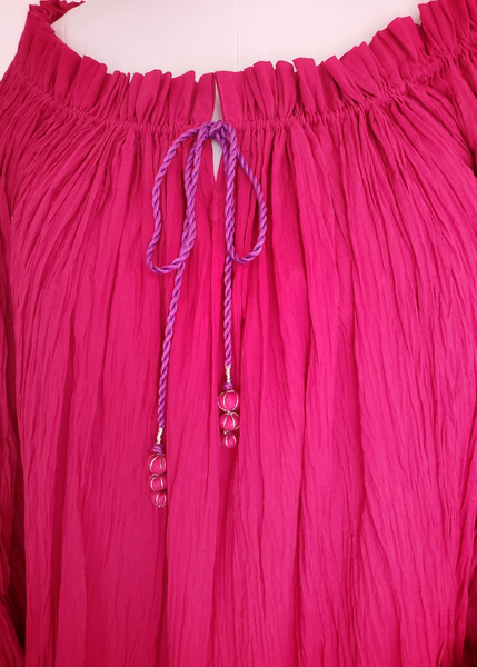The Sarah Pleated Blouse - Fuchsia Pink