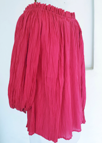 The Sarah Pleated Blouse - Fuchsia Pink