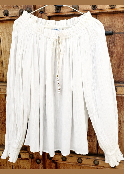 The Sarah Pleated Blouse - White