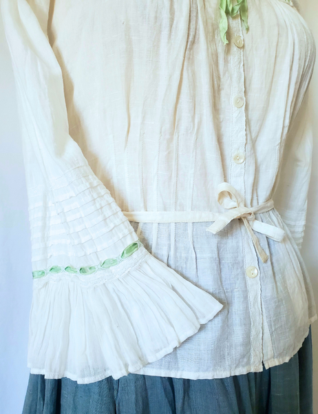 Sarah vintage cotton handwoven romantic fitted blouse