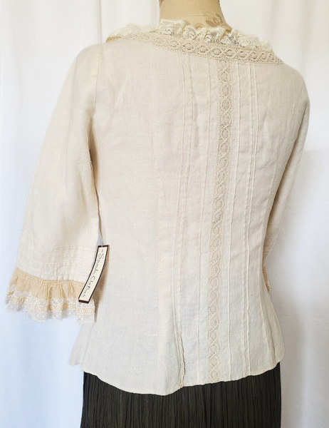 Sarah vintage linen and lace romantic blouse