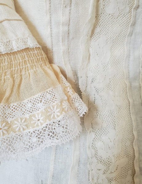 Sarah vintage linen and lace romantic blouse