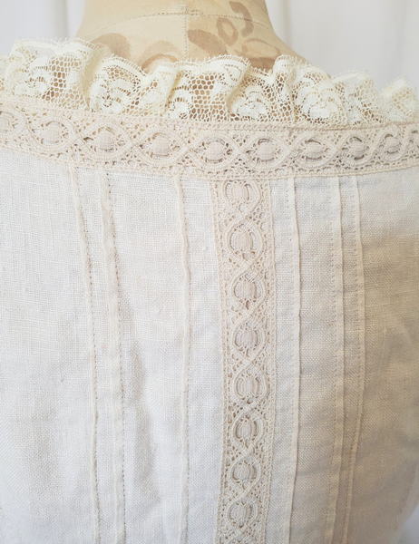 Sarah vintage linen and lace romantic blouse