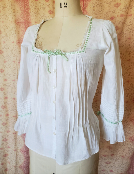 Sarah vintage cotton handwoven romantic fitted blouse