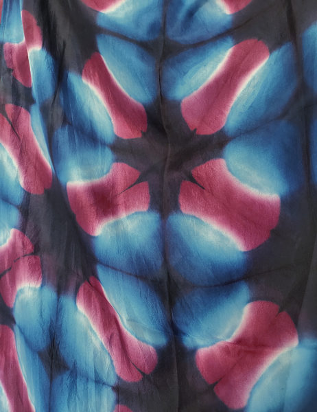 Pure Silk large scarf INDIGO Shibori hand dyed - SRI-05