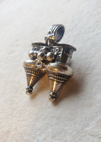 VINTAGE TRIBAL SILVER LOTA SHAPED PENDANT/EARRINGS - SP - 26