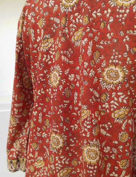 vintage bias v neck top botanical block print